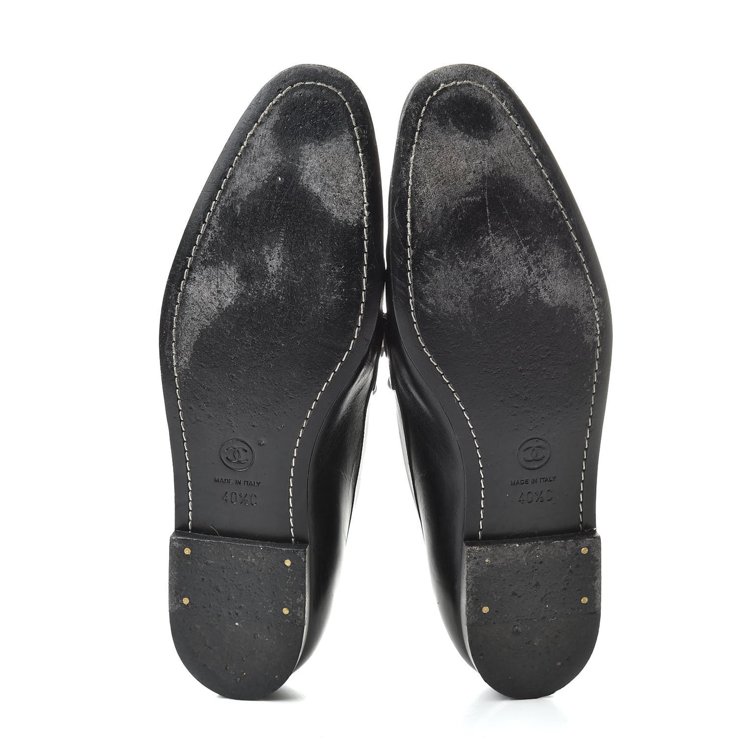 Calfskin Pearl CC Mocassin Loafers 40.5 Black