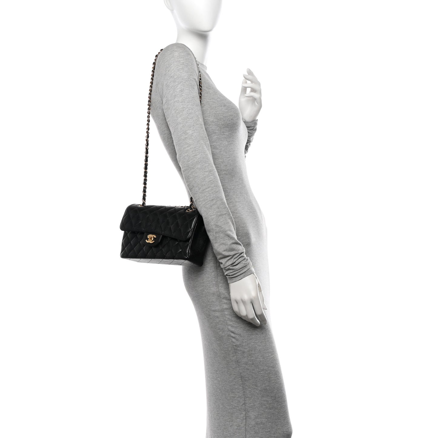 Caviar Quilted Small Double Flap Black