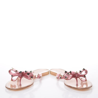 Valentino Garavani PVC Jelly Glitter Rockstud Bow Thong Sandals 38 Pink 5 of 9