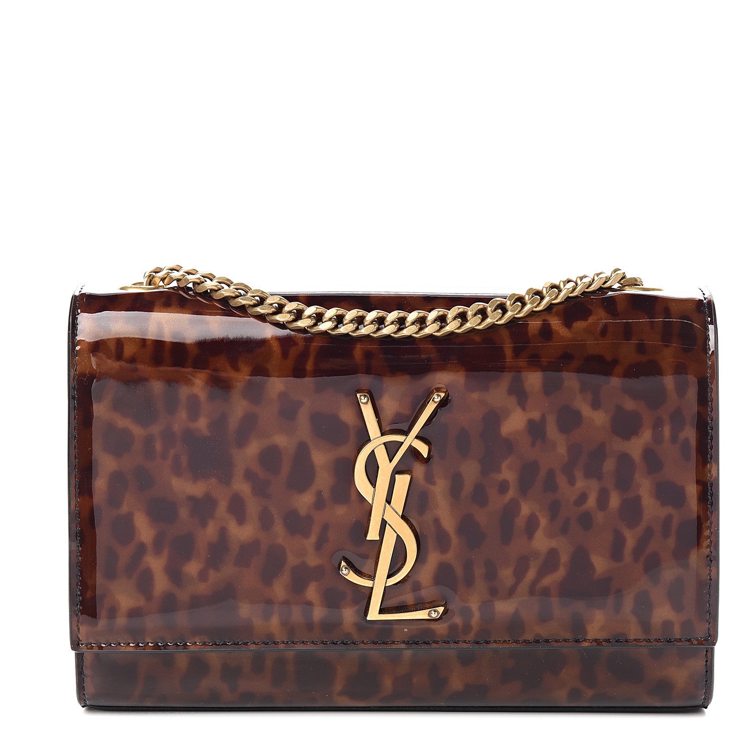 Saint Laurent Patent Small Monogram Kate Satchel Tortoiseshell 1 of 8