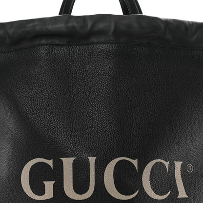 Gucci Calfskin Logo Drawstring Backpack Black 8 of 10