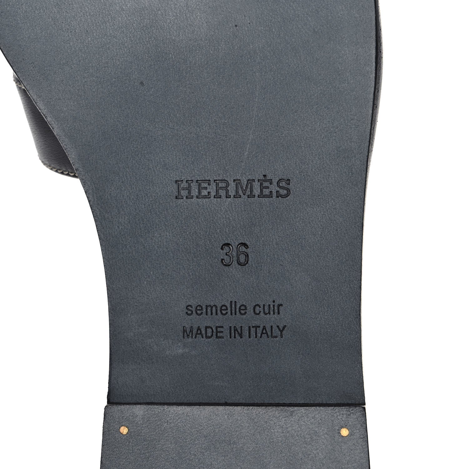 Hermes Box Calfskin Oran Sandals 36 Black 6 of 9