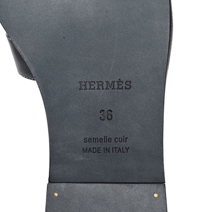 Hermes Box Calfskin Oran Sandals 36 Black 6 of 9