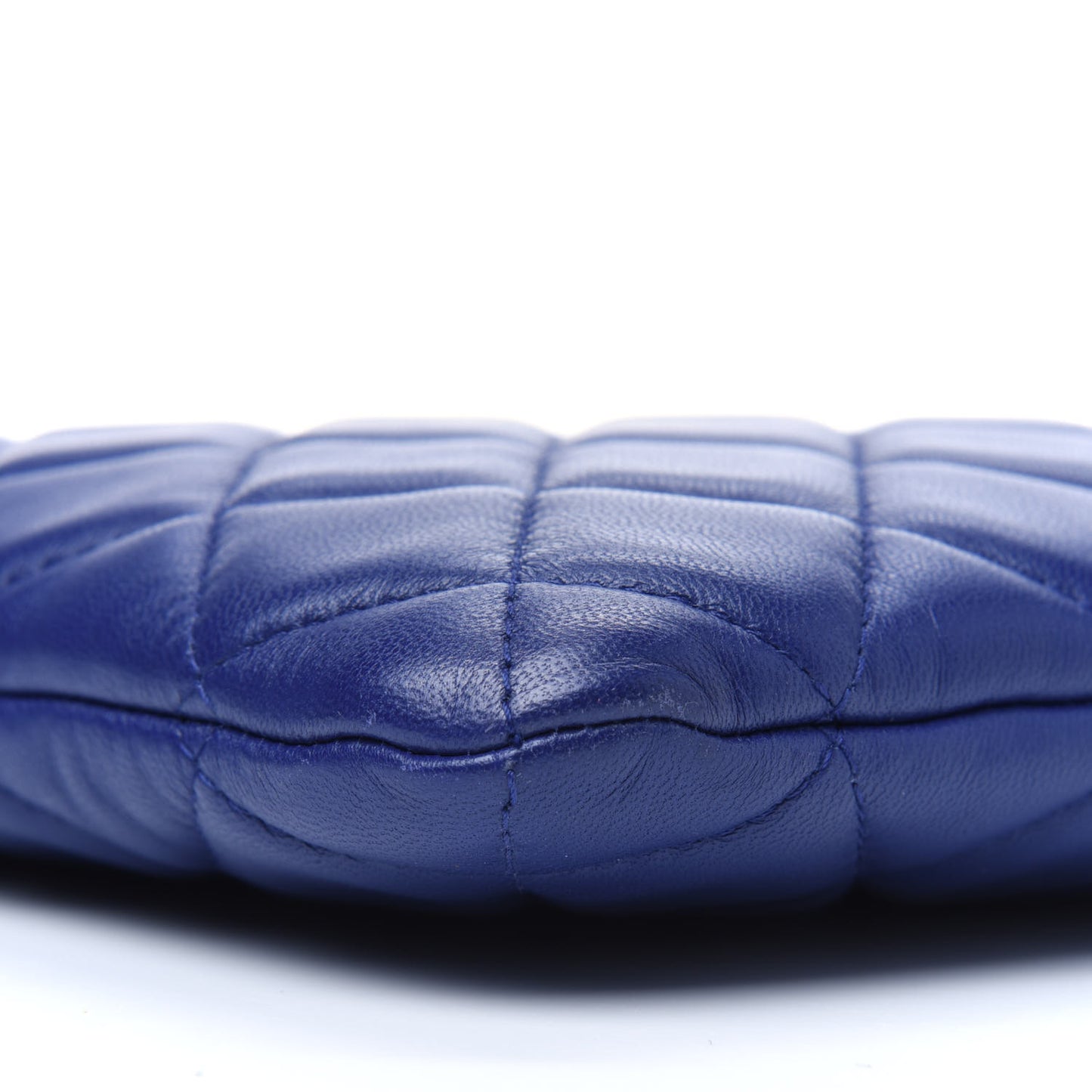 Lambskin Quilted Large Cosmetic Case Blue