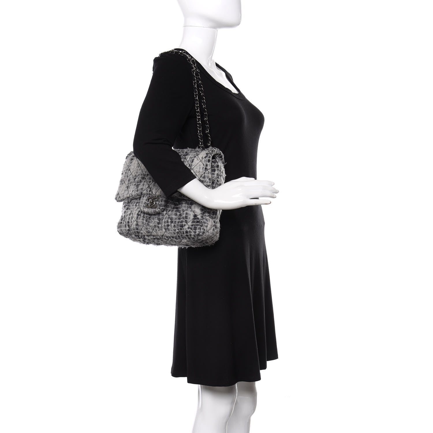 Chanel Mohair Quilted Day Flap Grey 2 of 10