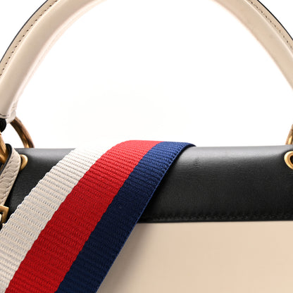 Gucci Calfskin Sylvie Web Small Queen Margaret Top Handle Bag Black White 8 of 10