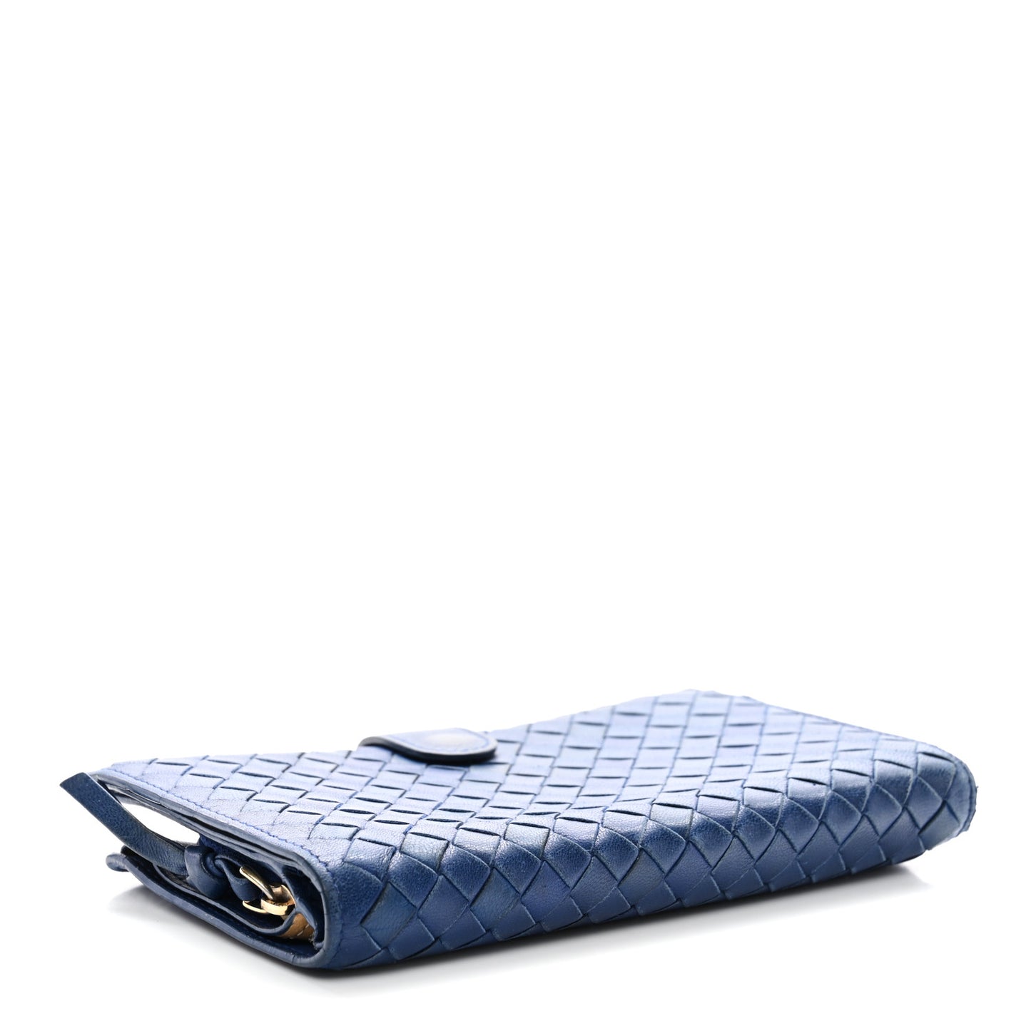 Nappa Intrecciato Continental Snap Wallet Cobalt