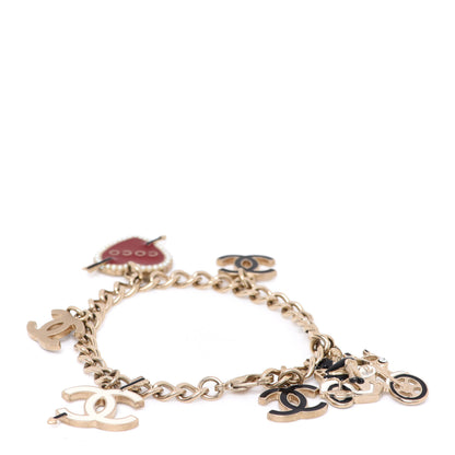 Chanel Metal Enamel Chain CC Charm Bracelet Gold Multicolor 3 of 5