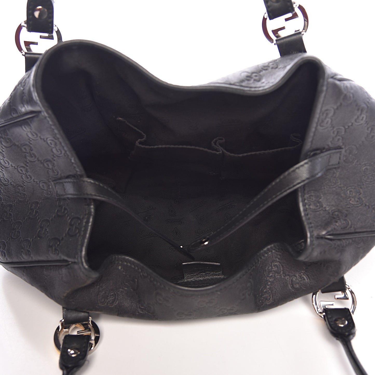 Guccissima Medium GG Twins Shoulder Bag Black