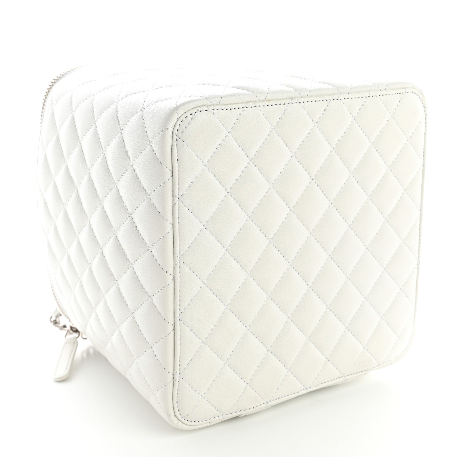 Chanel Lambskin Quilted Large Top Handle Jewelry Box With Chain White 5 of 18