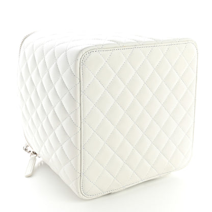 Chanel Lambskin Quilted Large Top Handle Jewelry Box With Chain White 5 of 18