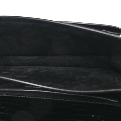 Saint Laurent Calfskin Crocodile Embossed Medium Monogram Sunset Black 5 of 11