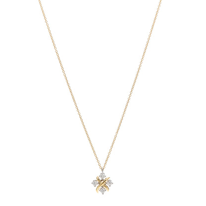 Tiffany Platinum 18K Yellow Gold Diamond Schlumberger Lynn Pendant Necklace 1 of 5