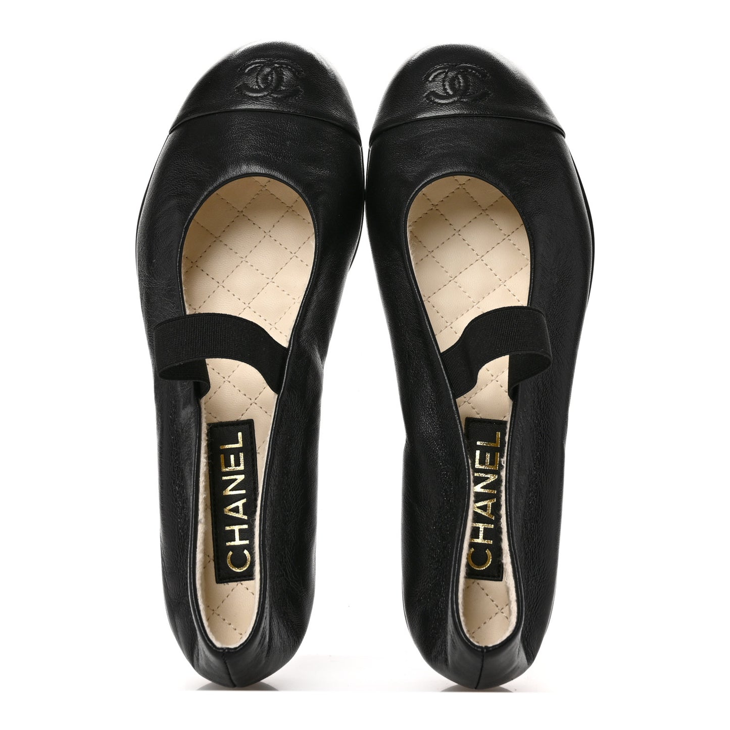 Lambskin Cap Toe CC Mary Jane Flats 40 Black