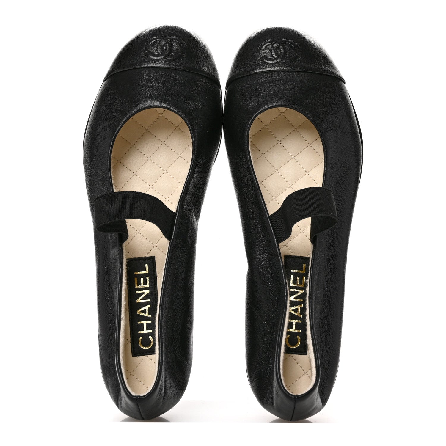 Chanel Lambskin Cap Toe CC Mary Jane Flats 40 Black 2 of 10