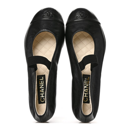 Chanel Lambskin Cap Toe CC Mary Jane Flats 40 Black 2 of 10