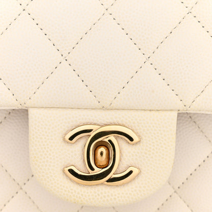 Chanel Caviar Quilted Medium Double Flap White 13 of 15