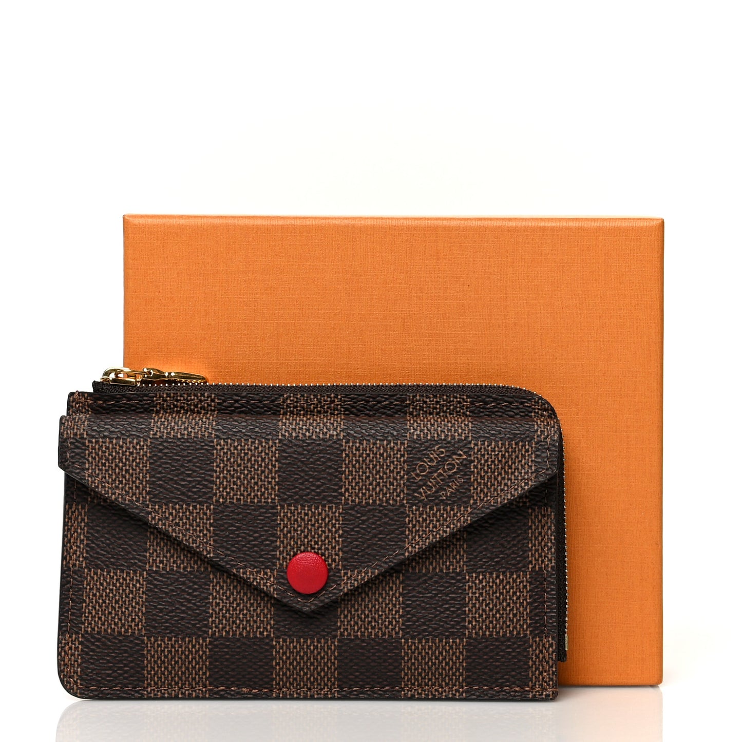 Damier Ebene Recto Verso Card Holder Red