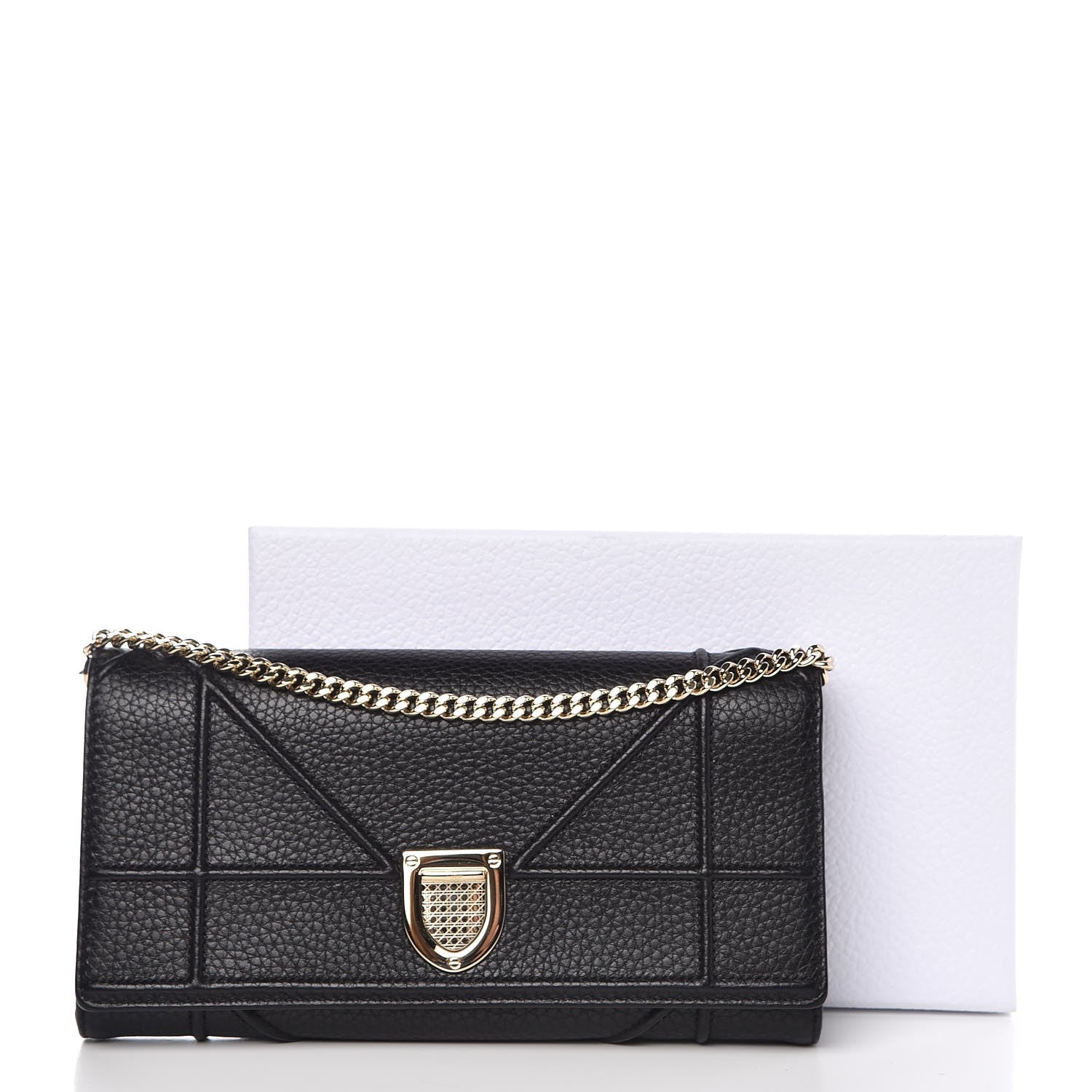 Christian Dior Grained Calfskin Diorama Croisiere Chain Wallet Black 8 of 8