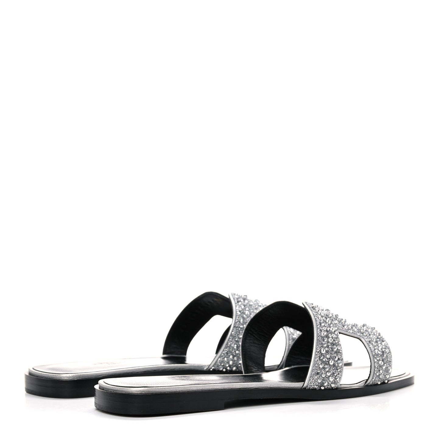 Velvet Goatskin Crystal Beads Oran Sandals 39 Gris Argente