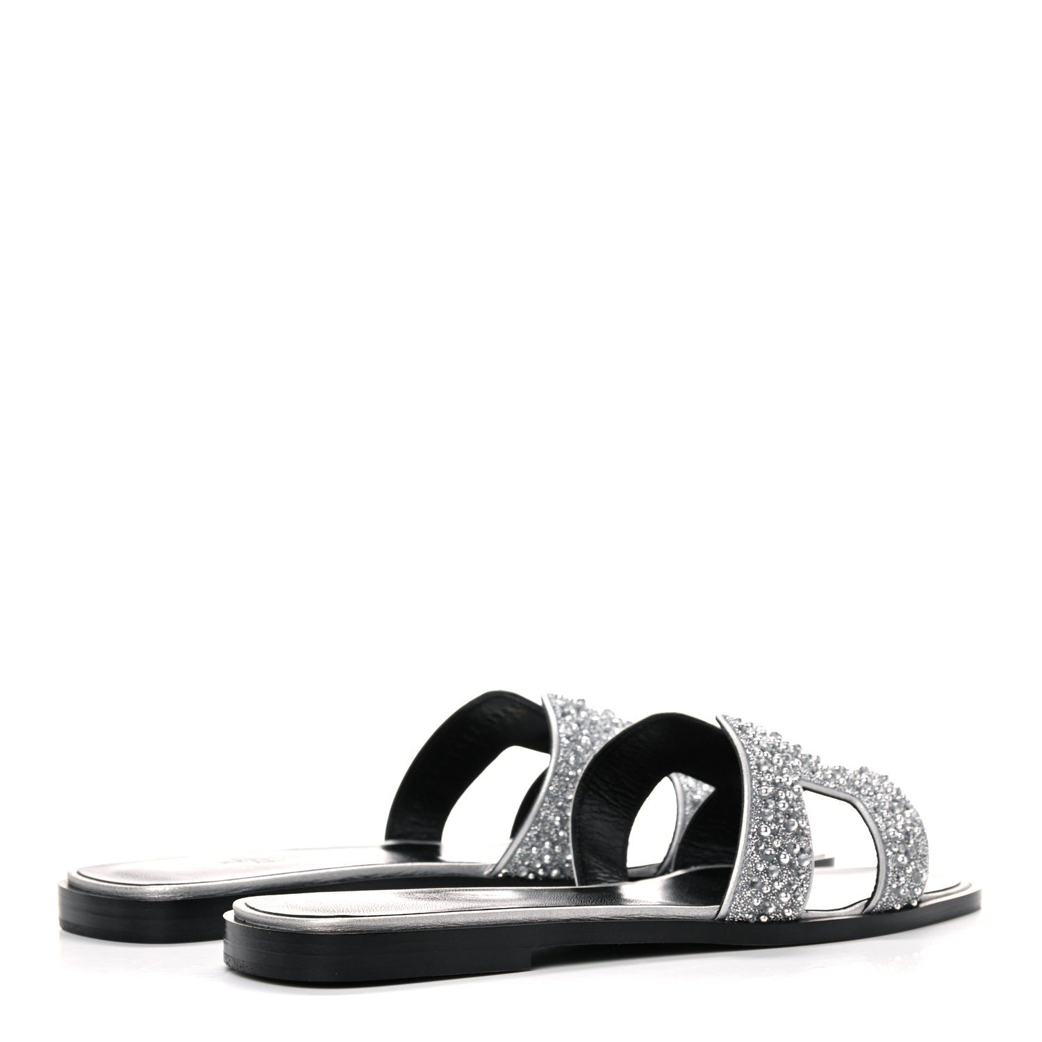 Hermes Velvet Goatskin Crystal Beads Oran Sandals 39 Gris Argente 4 of 8