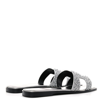 Hermes Velvet Goatskin Crystal Beads Oran Sandals 39 Gris Argente 4 of 8