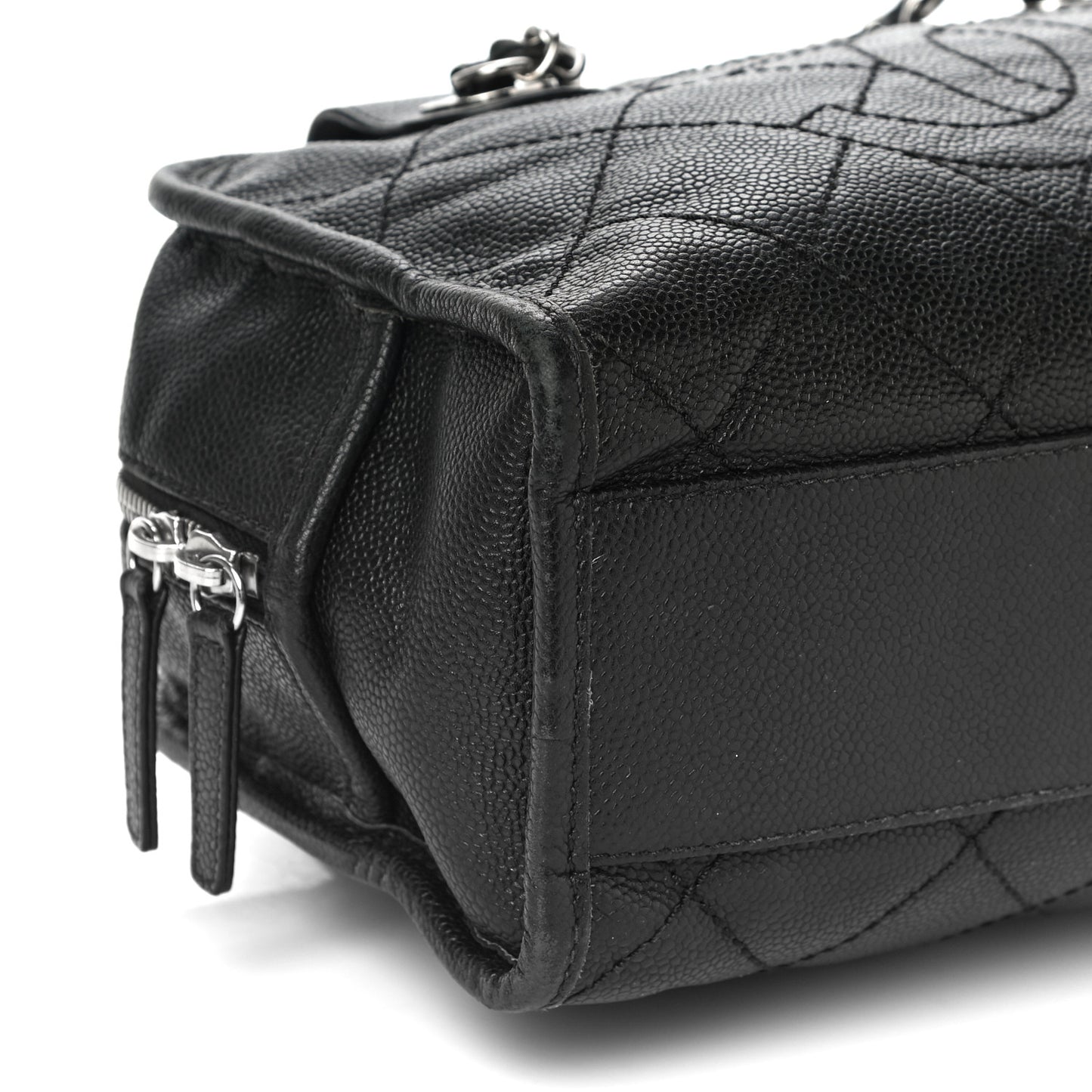 Caviar Quilted Small Deauville Bowling Bag Black