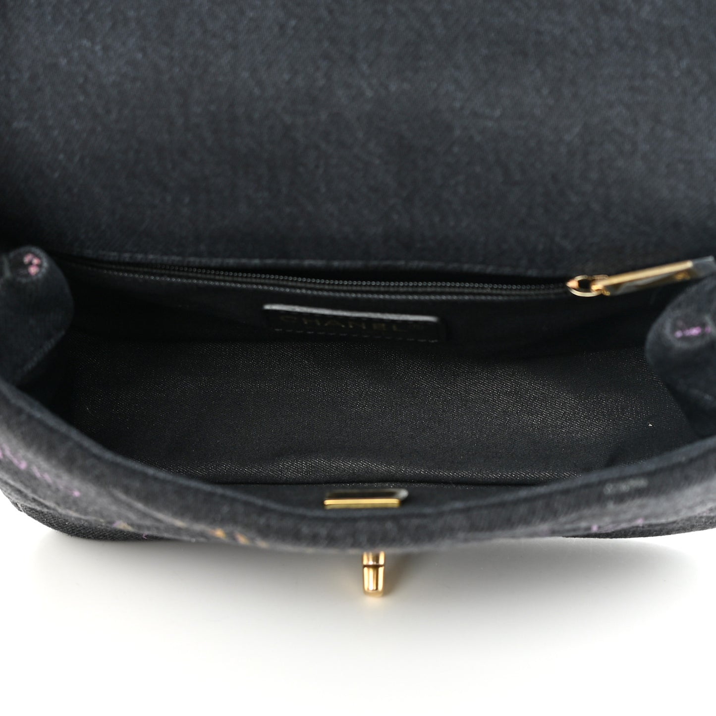 Denim Quilted Denim Mood Mini Rectangular Flap Black Multicolor