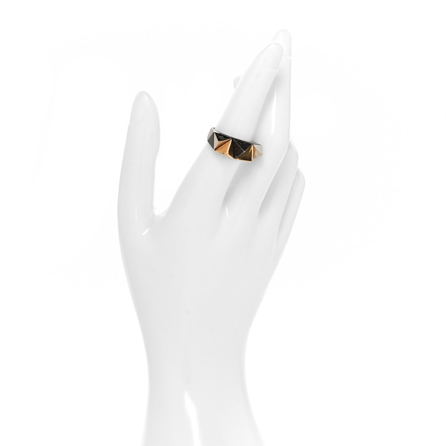 Louis Vuitton Metal Crystal Spiky Zig Zag Ring M Gold 2 of 4