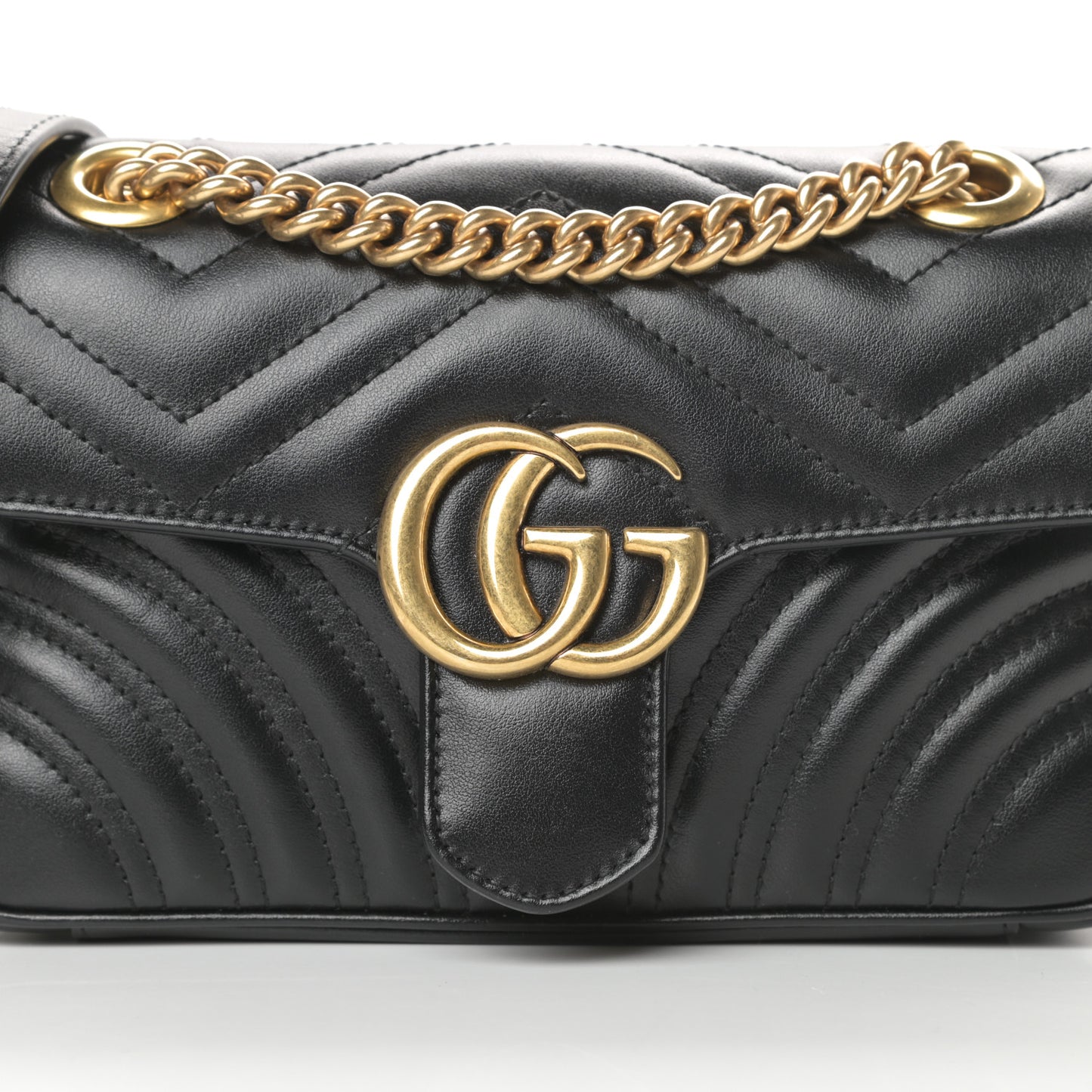 Calfskin Matelasse Mini GG Marmont Shoulder Bag Black