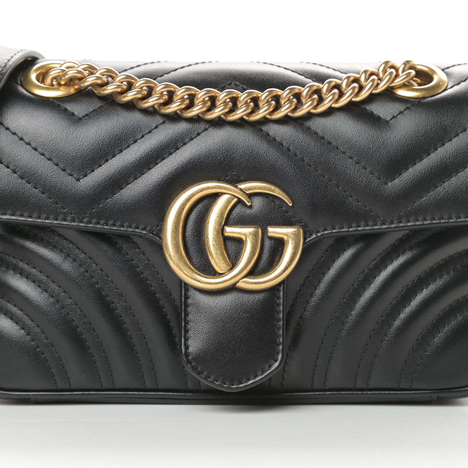 Gucci Calfskin Matelasse Mini GG Marmont Shoulder Bag Black 8 of 11