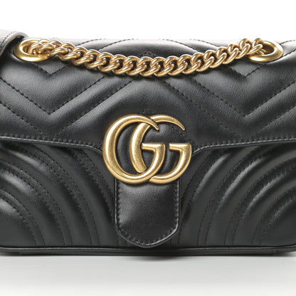 Gucci Calfskin Matelasse Mini GG Marmont Shoulder Bag Black 8 of 11