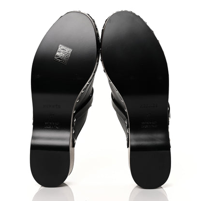 Hermes Calfskin Carlotta Mules 37 Black 5 of 8