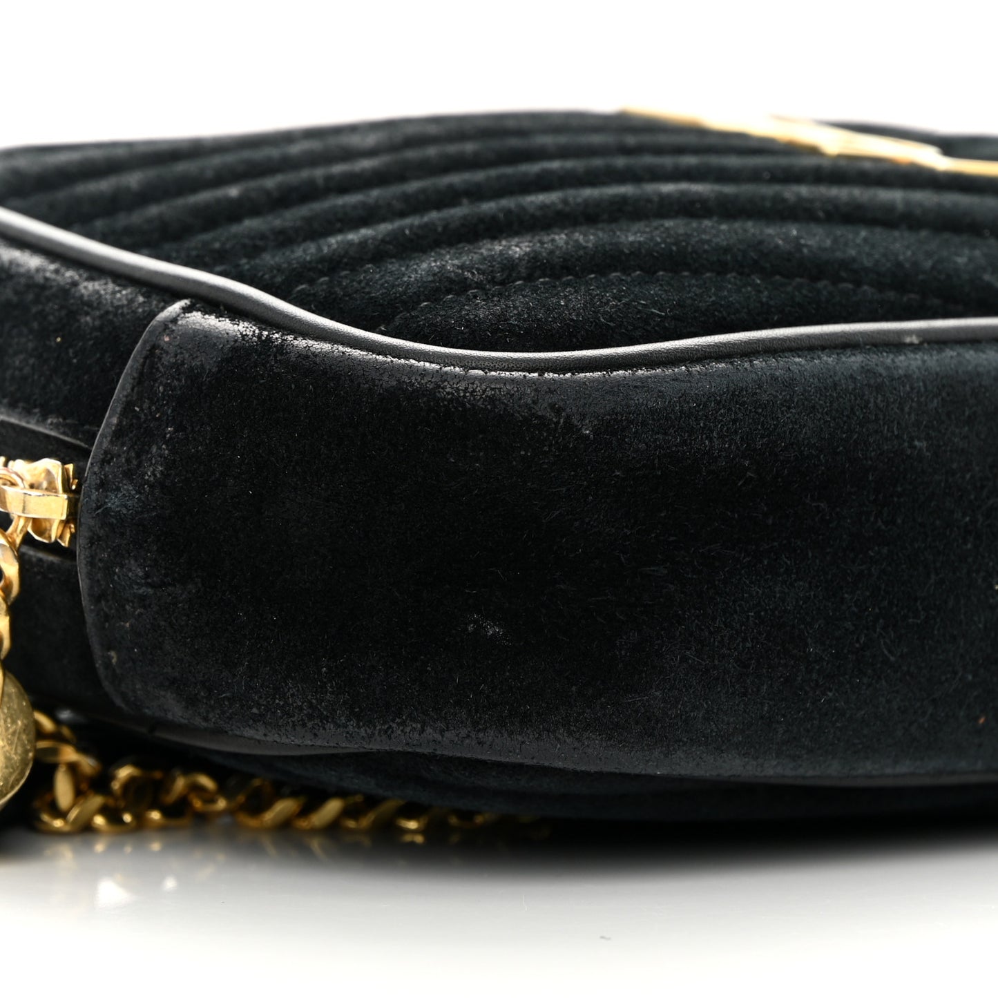 Suede Matelasse Monogram Mini Lou Camera Bag Black