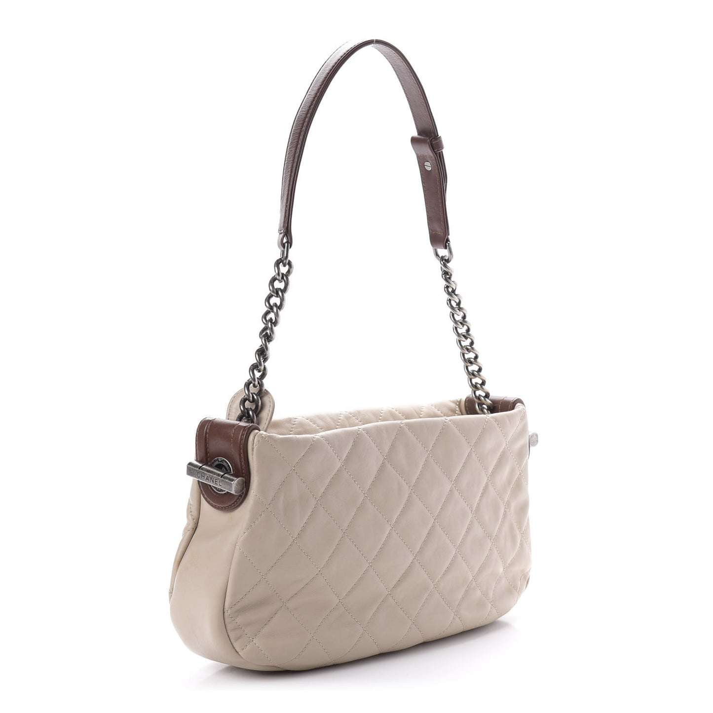 Calfskin Country Chic Small Shoulder Bag Ecru Brown