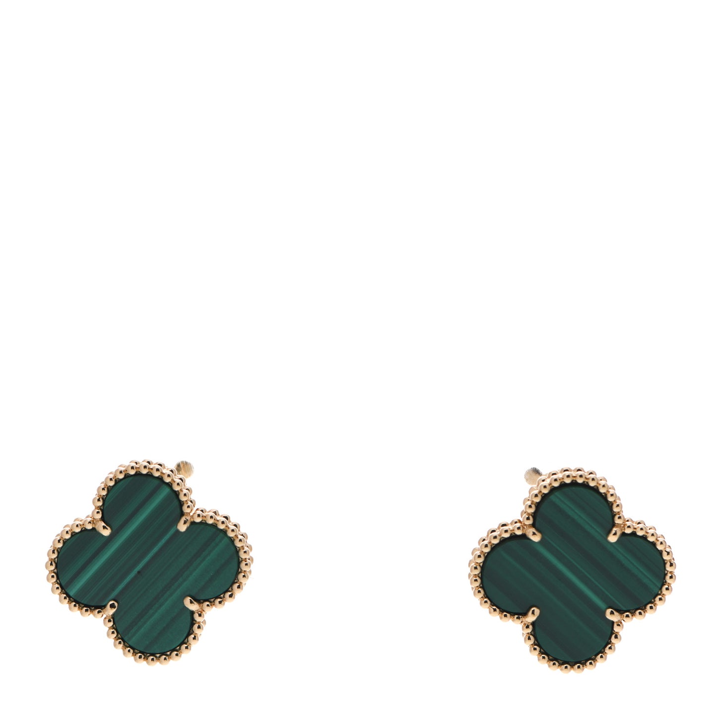 18K Yellow Gold Malachite Magic Alhambra Earrings