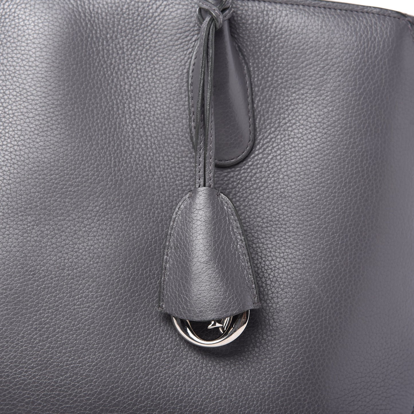 Supple Grained Calfskin Large Open Bar Tote Grey