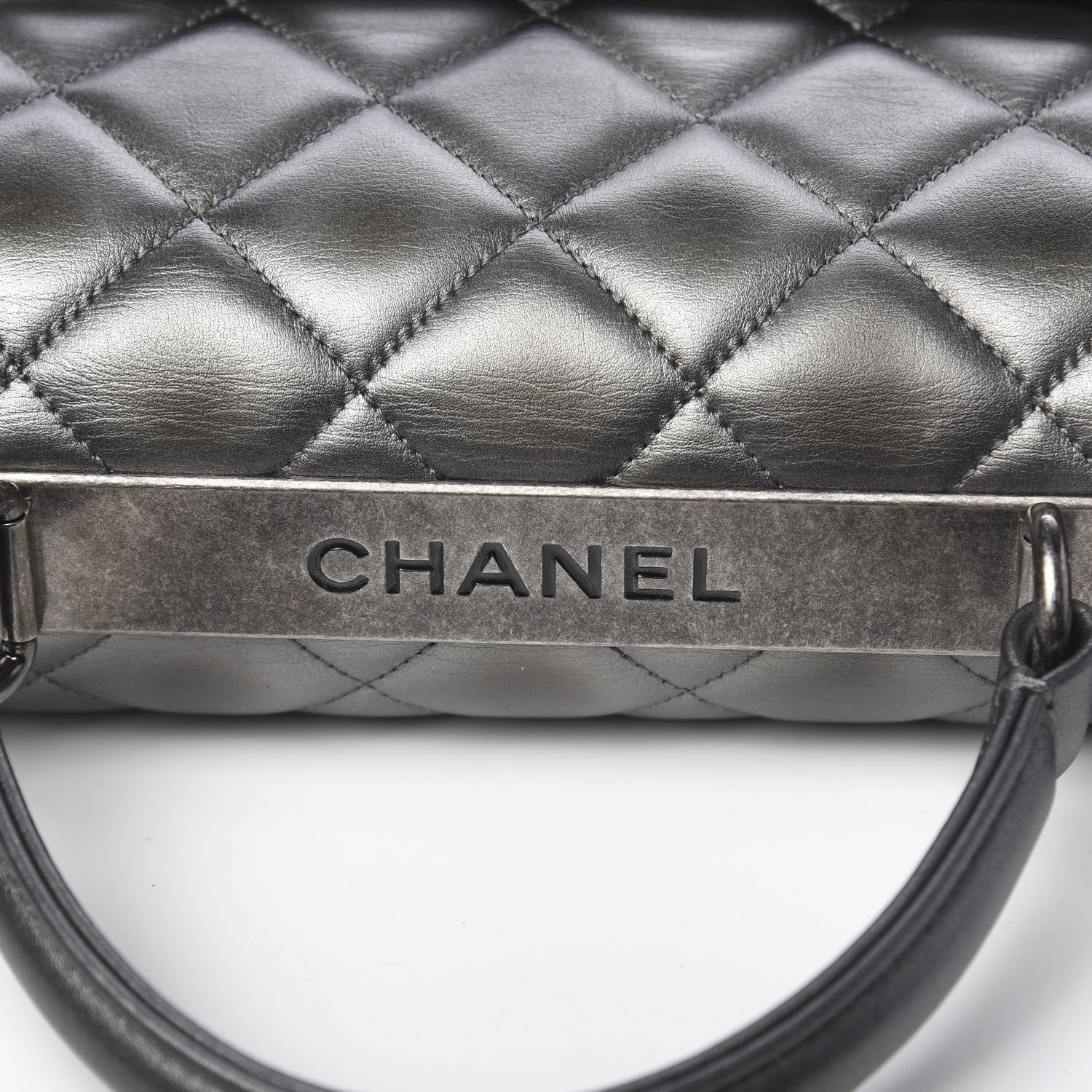 Chanel Metallic Calfskin Quilted Large Trendy CC Flap Dual Handle Bag Dark Silver 10 of 11