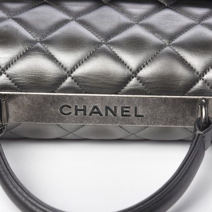 Chanel Metallic Calfskin Quilted Large Trendy CC Flap Dual Handle Bag Dark Silver 10 of 11