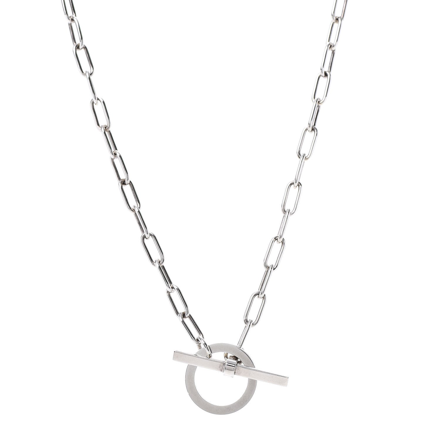 Hermes Sterling Silver Chain Toggle Necklace 1 of 6