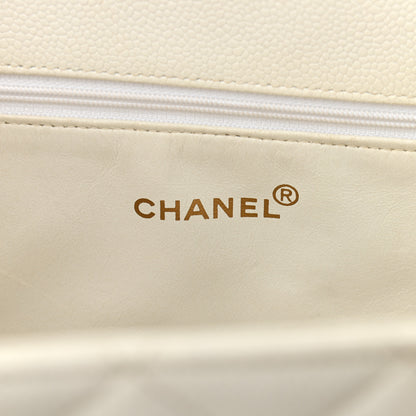 Chanel Caviar Quilted CC Tote White 6 of 17