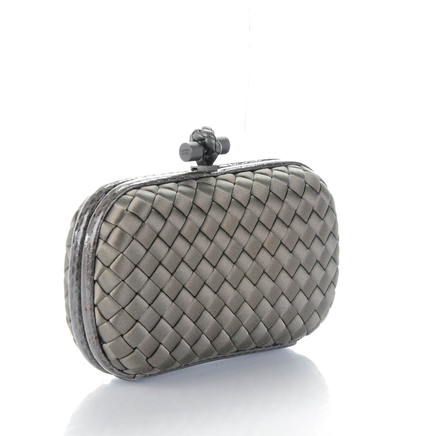 Bottega Veneta Satin Intreccio Impero Ayers Knot Clutch Ardoise 3 of 6