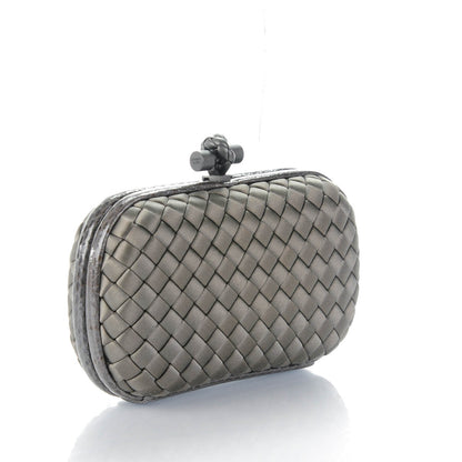 Bottega Veneta Satin Intreccio Impero Ayers Knot Clutch Ardoise 3 of 6