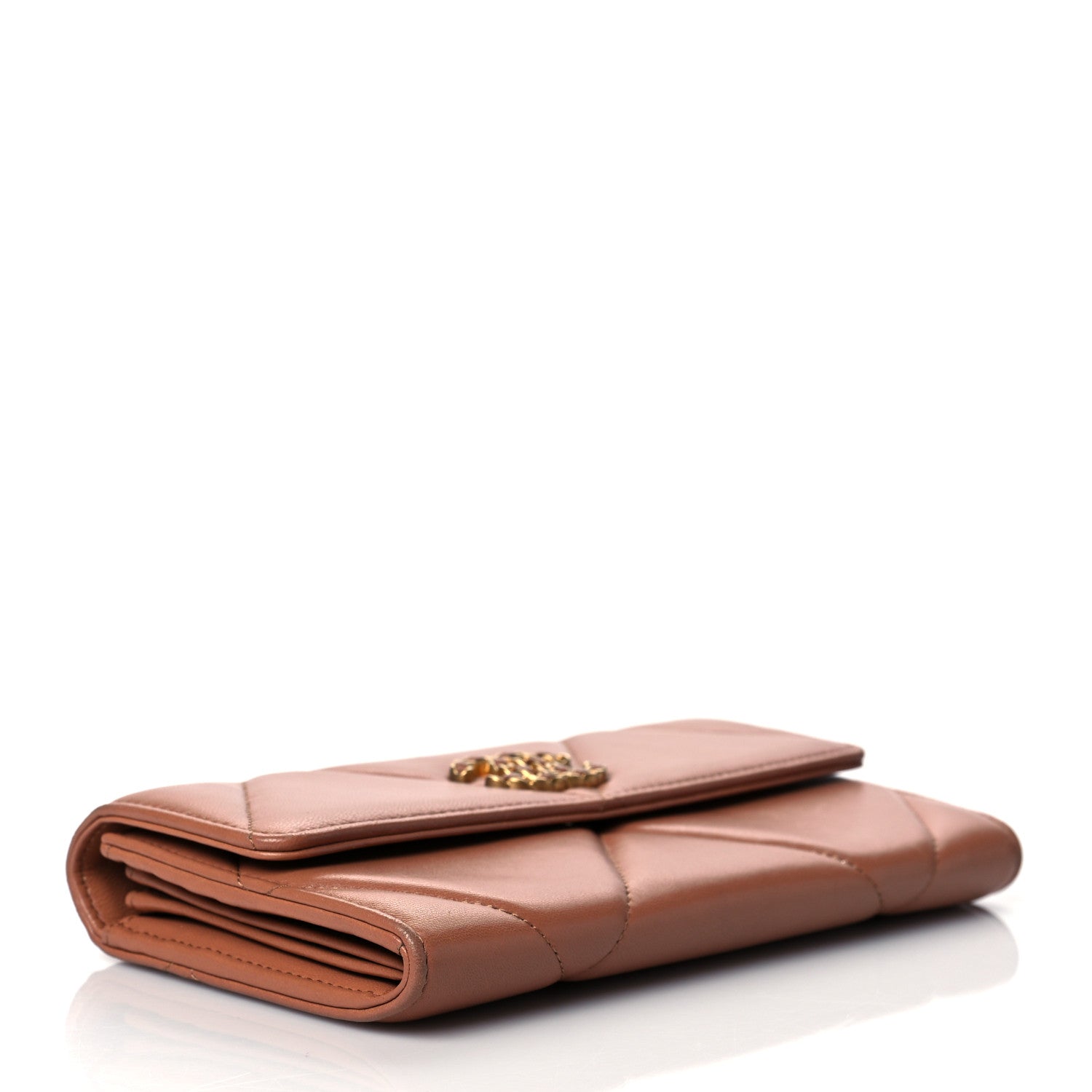 Chanel Lambskin Quilted Chanel 19 Flap Wallet Brown 4 of 10