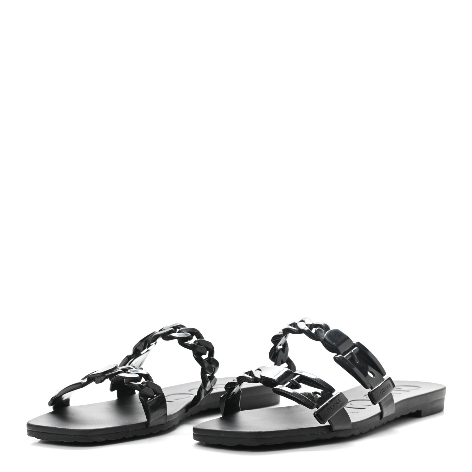 Gucci Rubber Womens Slide Sandals 37 Black 3 of 9