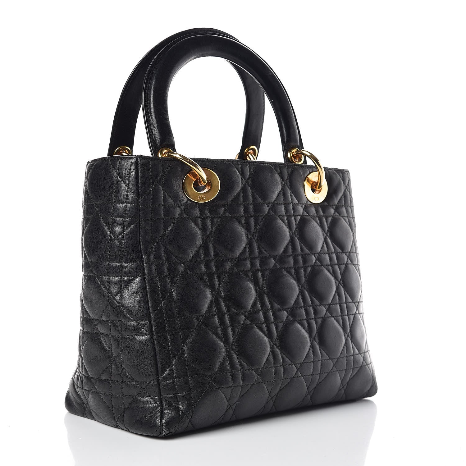 Christian Dior Lambskin Cannage Medium Lady Dior Black 3 of 16