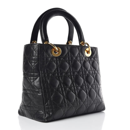 Christian Dior Lambskin Cannage Medium Lady Dior Black 3 of 16