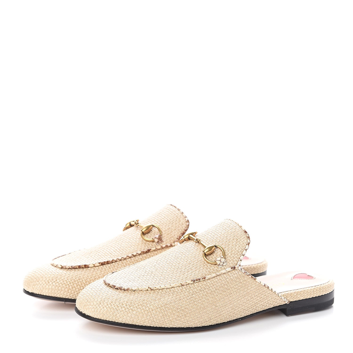 Gucci Straw Elaphe Womens Princetown Slippers 37 Natural Cream Brown 3 of 7