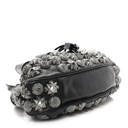 Burberry Calfskin Mason Warrior Studded Hobo Black 4 of 14