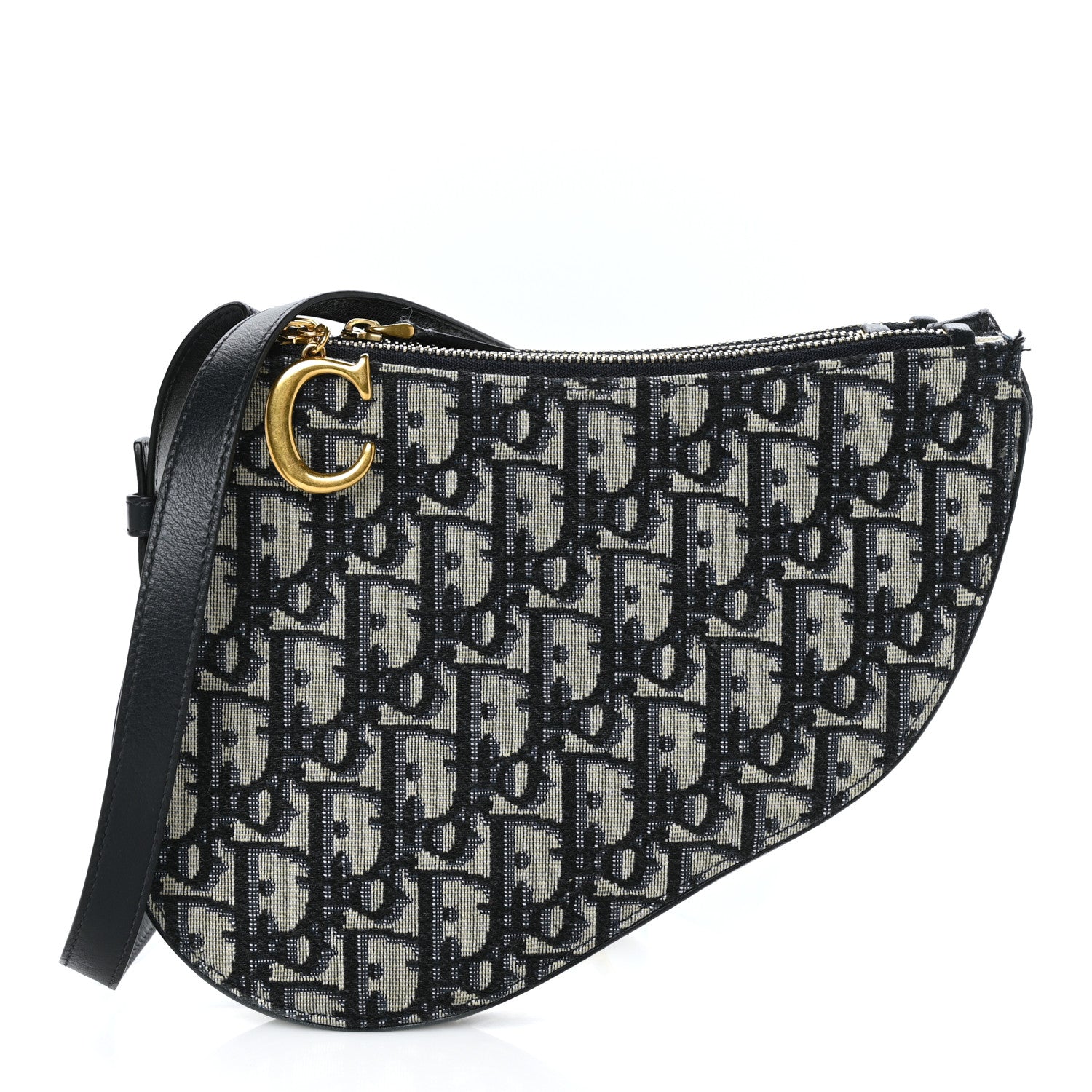 Christian Dior Oblique Saddle Pouch With Strap Navy Blue 1 of 11